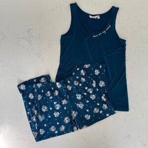 la Vie en Rose 2 Piece Pajama Set Rayon Blend Blue White Grey Peach Sz S & XS